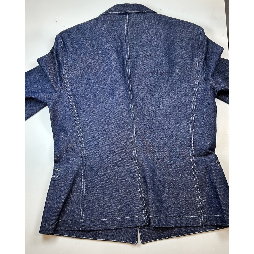 Scrupoli Women Blue Embroidered Blazer Italy 42 US 4-6 Cotton Blend Bird Floral - Picture 2 of 10